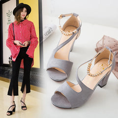 Block Heels with Gold Ankle Strap – Glimmer heels