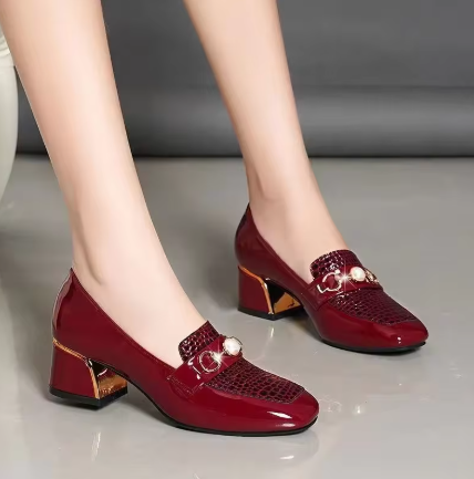 Luxury Formal Black Heels for Women – Pearl Embellished