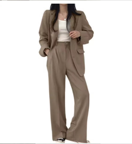 Glimmer Made Beige Blazer Set – Modern Office & Formal Outfit